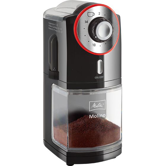 Melitta Molino Flat Burr Coffee Grinder | Whole Bean Grinder | Easy Clean &  Assembly | Safety Lock Feature | Capacity: 8 oz (225 g)/14 cups